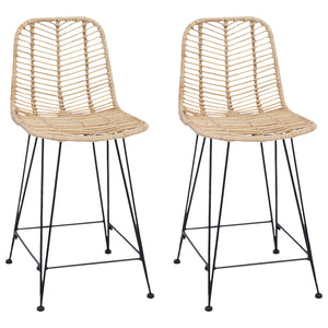 vidaXL Tabouret de bar 2 pcs Naturel 44,5 x 54,5 x 97,5 cm Rotin et fer