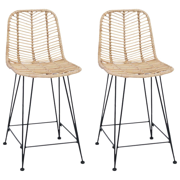 vidaXL Tabouret de bar 2 pcs Naturel 44,5 x 54,5 x 97,5 cm Rotin et fer