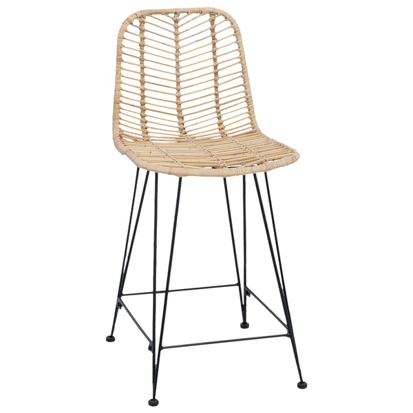 vidaXL Tabouret de bar 2 pcs Naturel 44,5 x 54,5 x 97,5 cm Rotin et fer