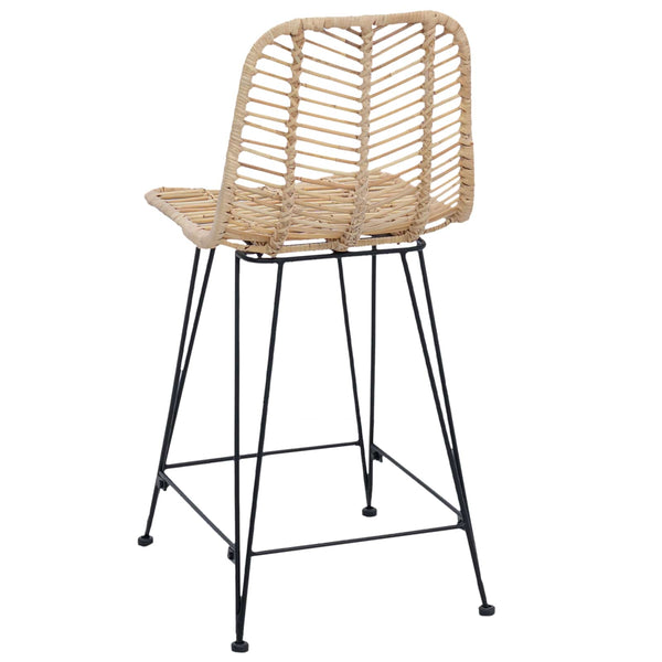 vidaXL Tabouret de bar 2 pcs Naturel 44,5 x 54,5 x 97,5 cm Rotin et fer