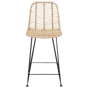 vidaXL Tabouret de bar 2 pcs Naturel 44,5 x 54,5 x 97,5 cm Rotin et fer
