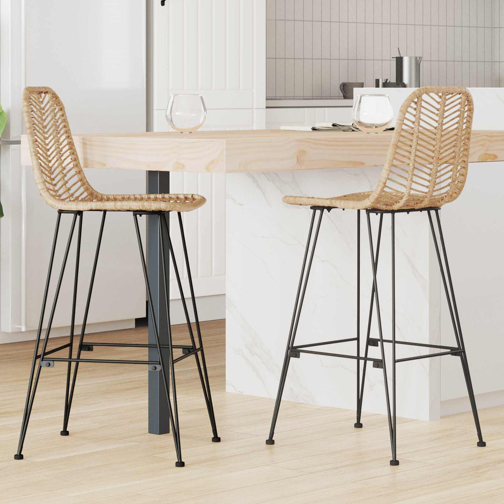 Barstühle 2er Set Natur Rattan