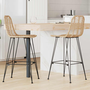 Barstühle 2er Set Natur Rattan
