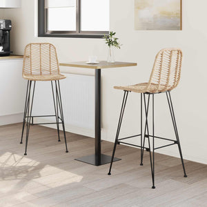 Barstühle 2er Set Natur Rattan