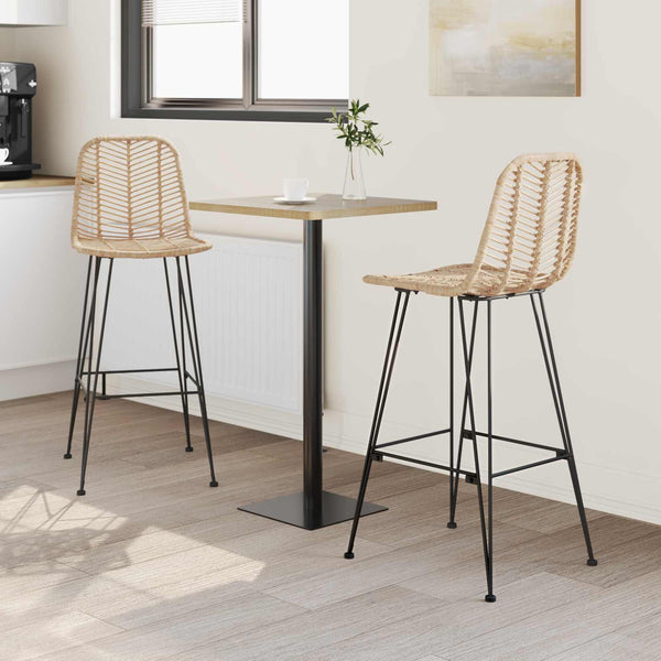 Barstühle 2er Set Natur Rattan