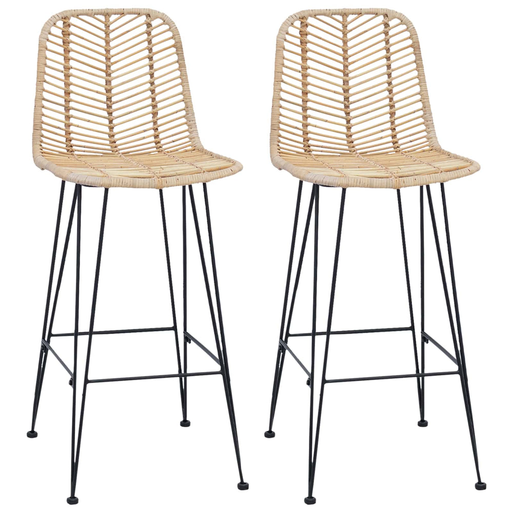 Barstühle 2er Set Natur Rattan