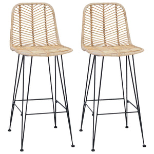 Barstühle 2er Set Natur Rattan