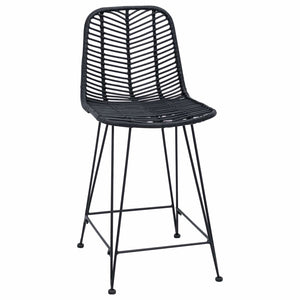 Barstühle 2er Set, Rattan & Eisen, Schwarz