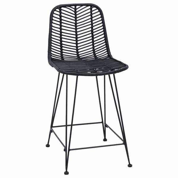 Barstühle 2er Set, Rattan & Eisen, Schwarz
