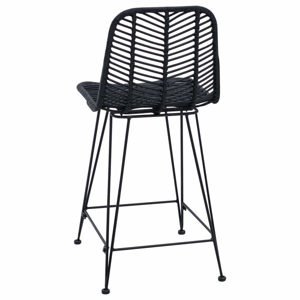 Barstühle 2er Set, Rattan & Eisen, Schwarz