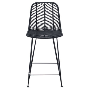 Barstühle 2er Set, Rattan & Eisen, Schwarz