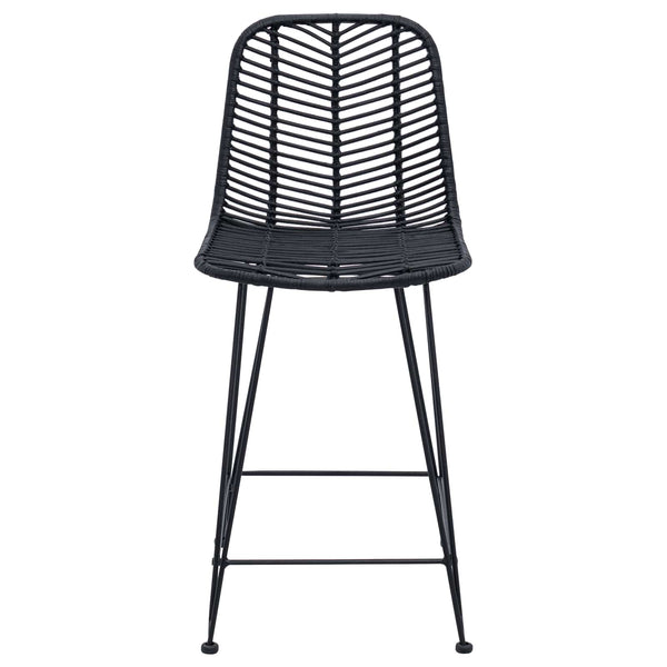 Barstühle 2er Set, Rattan & Eisen, Schwarz