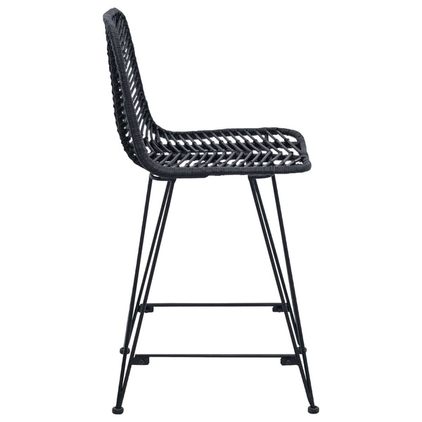 Barstühle 2er Set, Rattan & Eisen, Schwarz