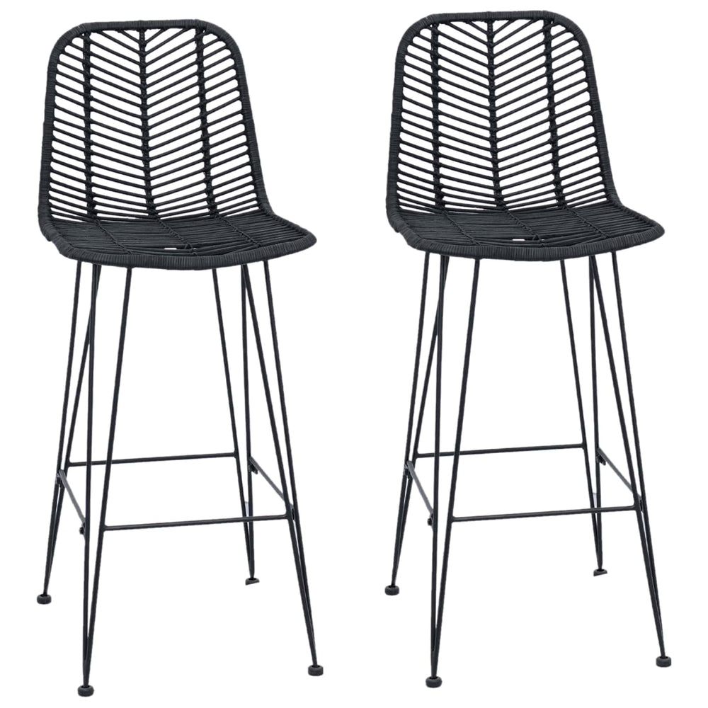vidaXL Tabouret de bar 2 pcs Noir 44,5 x 53 x 111 cm Rotin et fer