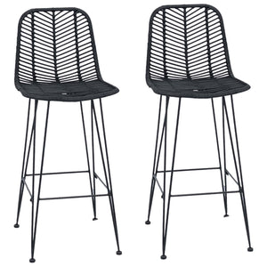 Barstühle 2er Set Schwarz Rattan
