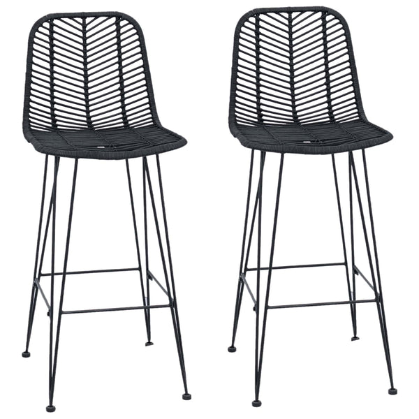 Barstühle 2er Set Schwarz Rattan