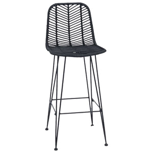 Barstühle 2er Set Schwarz Rattan