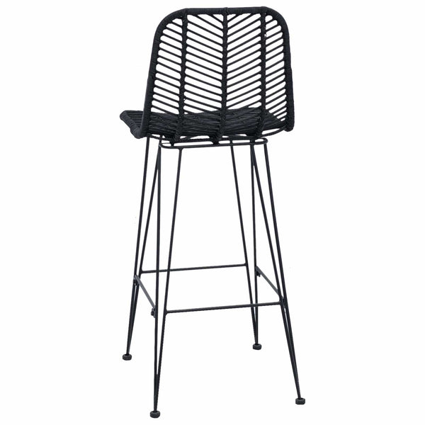 Barstühle 2er Set Schwarz Rattan