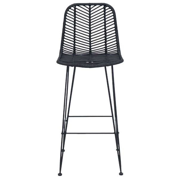 Barstühle 2er Set Schwarz Rattan