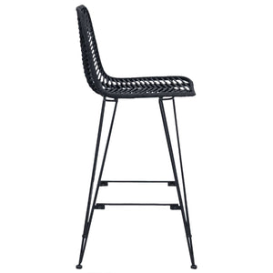 Barstühle 2er Set Schwarz Rattan