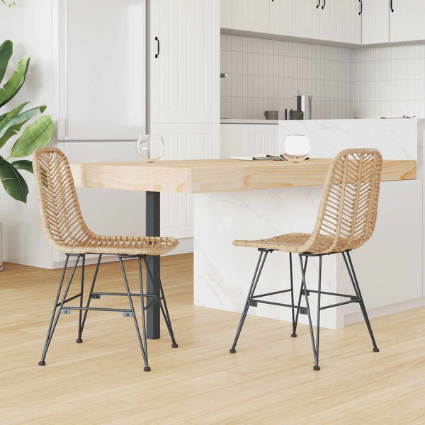 vidaXL Chaises de salle à manger 2 pcs Naturel 44 x 47 x 85 cm Rotin et fer