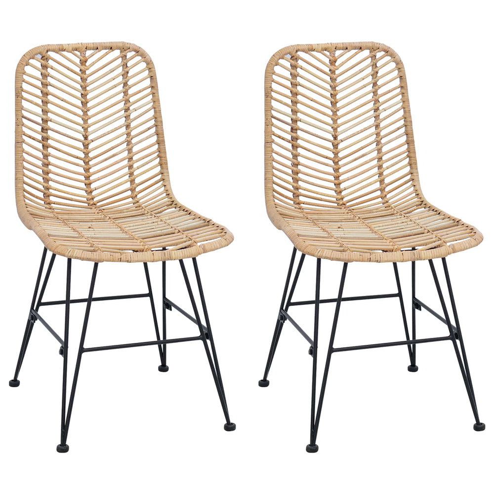 Esszimmerstühle 2er Set Rattan Natur