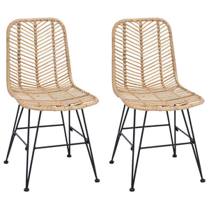 vidaXL Chaises de salle à manger 2 pcs Naturel 44 x 47 x 85 cm Rotin et fer