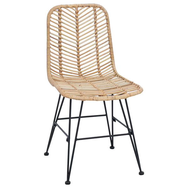 vidaXL Chaises de salle à manger 2 pcs Naturel 44 x 47 x 85 cm Rotin et fer