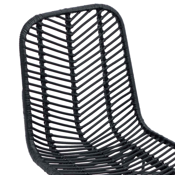 Schwarze Esszimmerstühle 2er Set Rattan