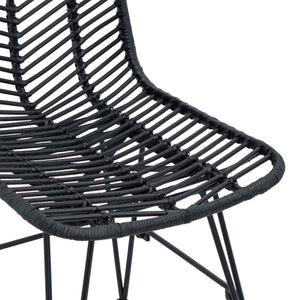 Schwarze Esszimmerstühle 2er Set Rattan
