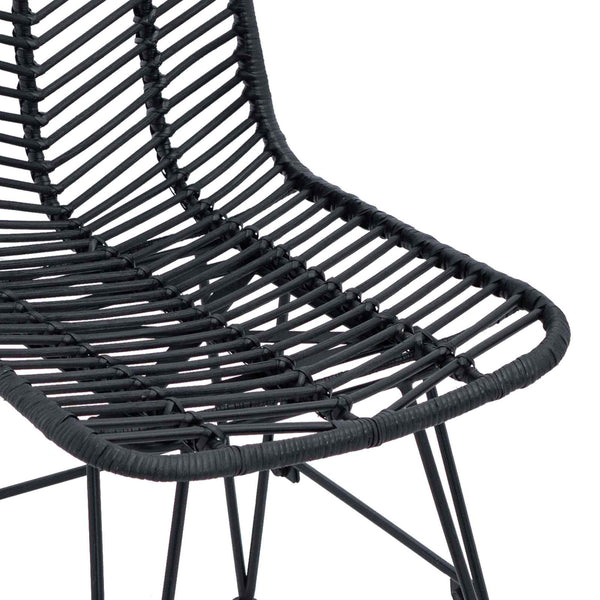 Schwarze Esszimmerstühle 2er Set Rattan