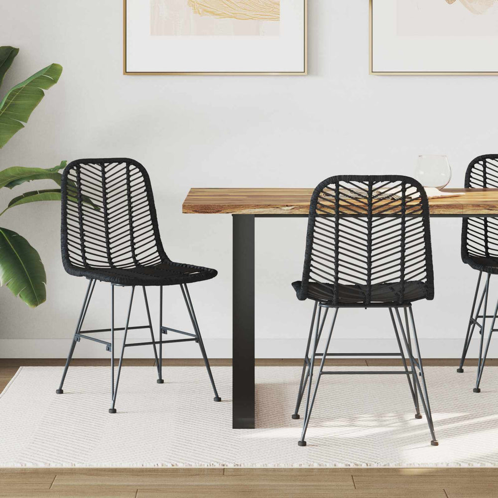 Schwarze Esszimmerstühle 2er Set Rattan