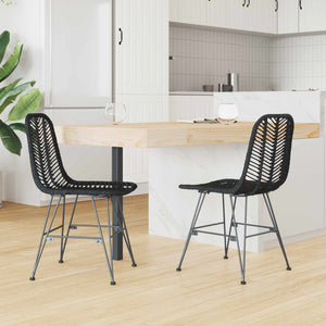 Schwarze Esszimmerstühle 2er Set Rattan