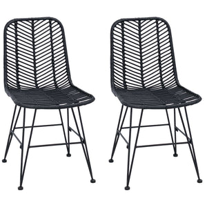 Schwarze Esszimmerstühle 2er Set Rattan