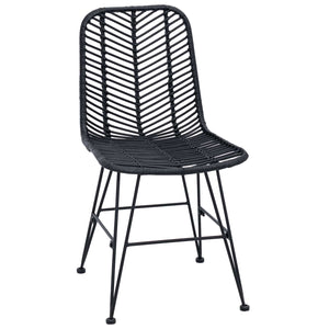Schwarze Esszimmerstühle 2er Set Rattan
