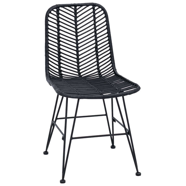 Schwarze Esszimmerstühle 2er Set Rattan