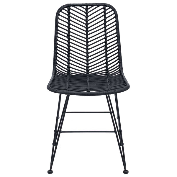 Schwarze Esszimmerstühle 2er Set Rattan