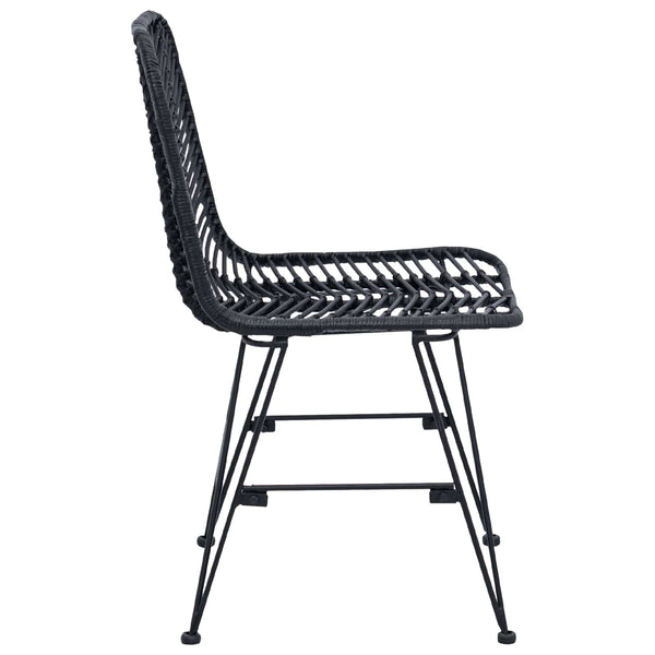 Schwarze Esszimmerstühle 2er Set Rattan