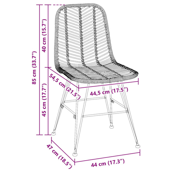Schwarze Esszimmerstühle 2er Set Rattan