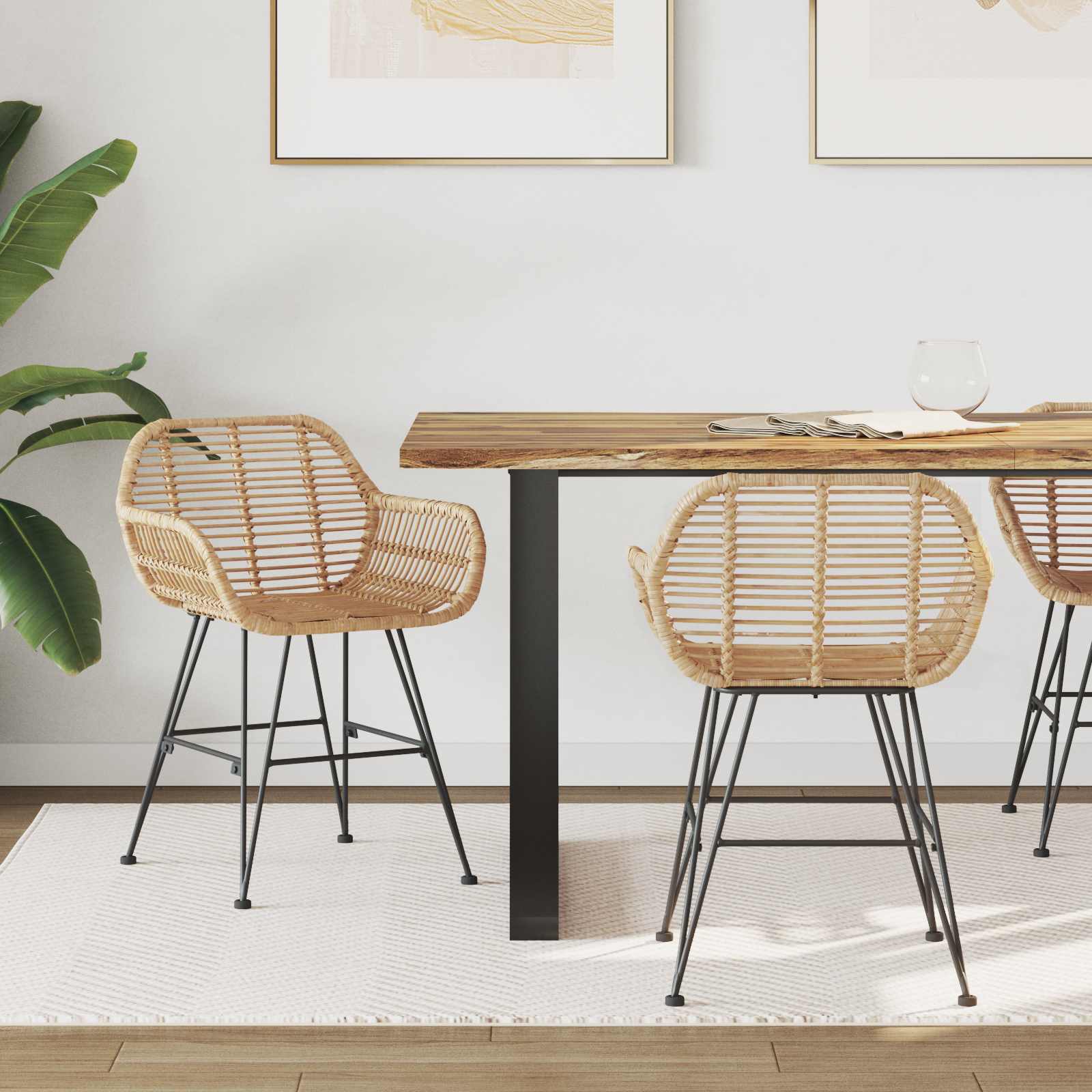 Esszimmerstühle 2er Set Rattan Natur