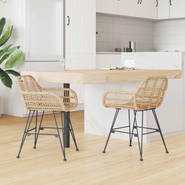 Esszimmerstühle 2er Set Rattan Natur