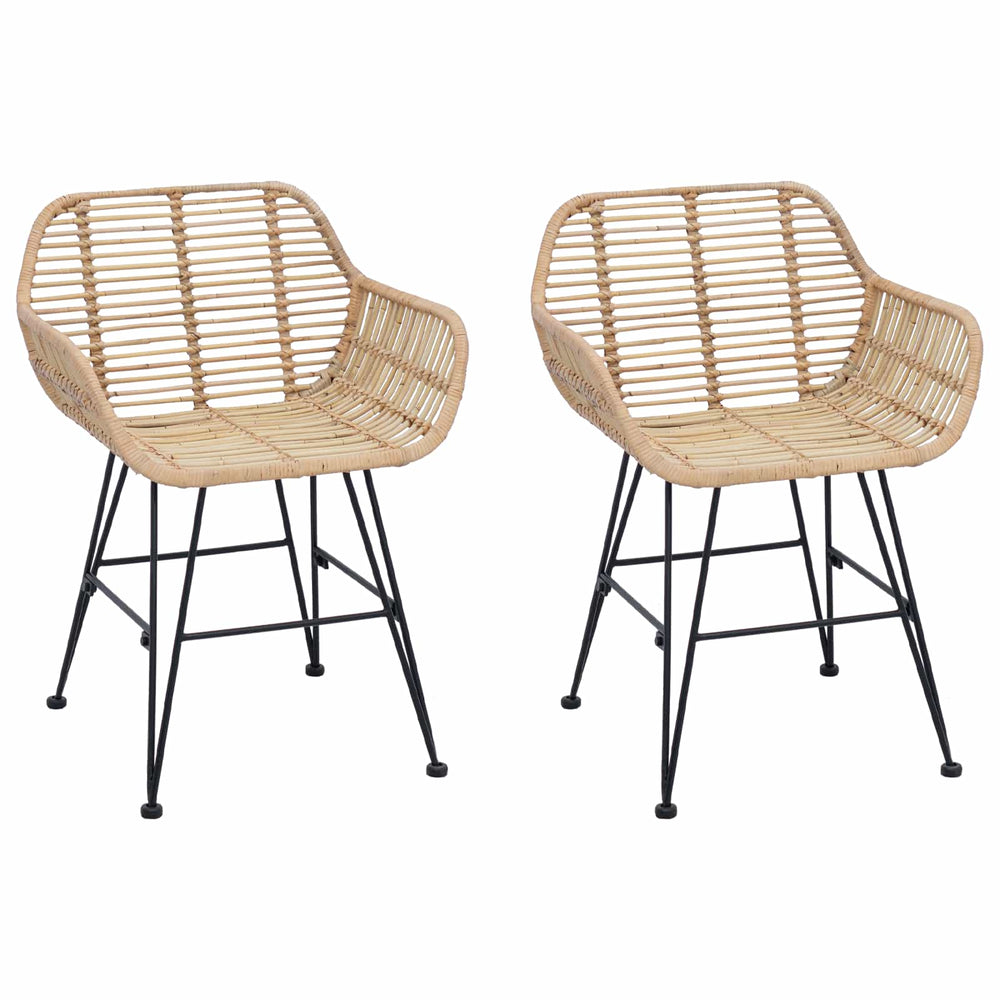 Esszimmerstühle 2er Set Rattan Natur