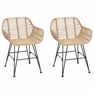 Esszimmerstühle 2er Set Rattan Natur