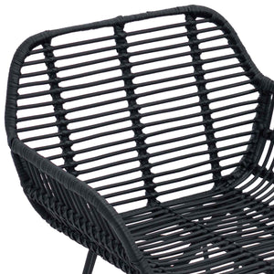 Esszimmerstühle 2er Set Schwarz Rattan