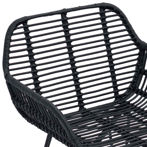 Esszimmerstühle 2er Set Schwarz Rattan