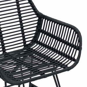 Esszimmerstühle 2er Set Schwarz Rattan