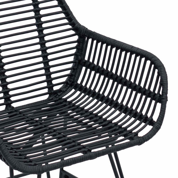 Esszimmerstühle 2er Set Schwarz Rattan