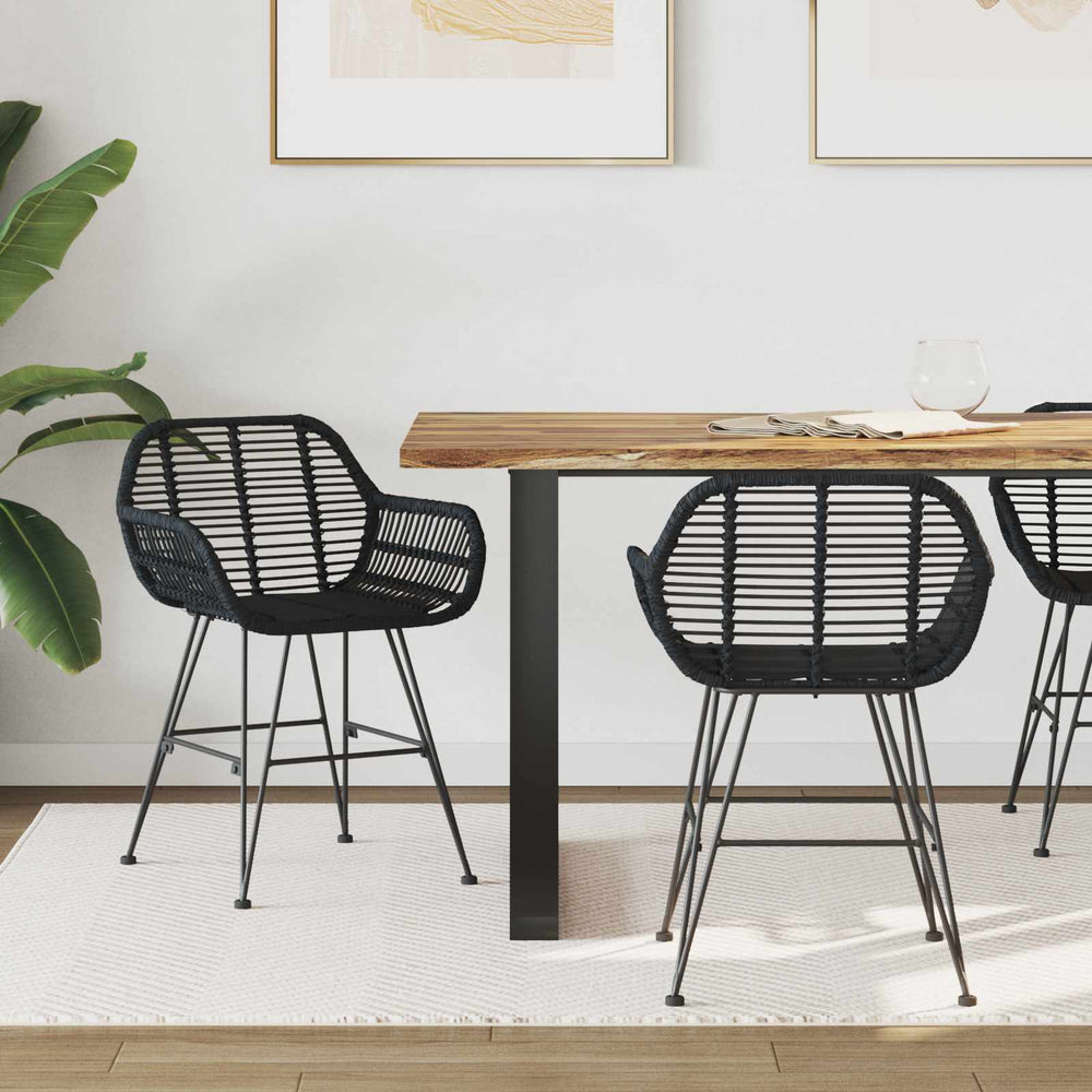 Esszimmerstühle 2er Set Schwarz Rattan