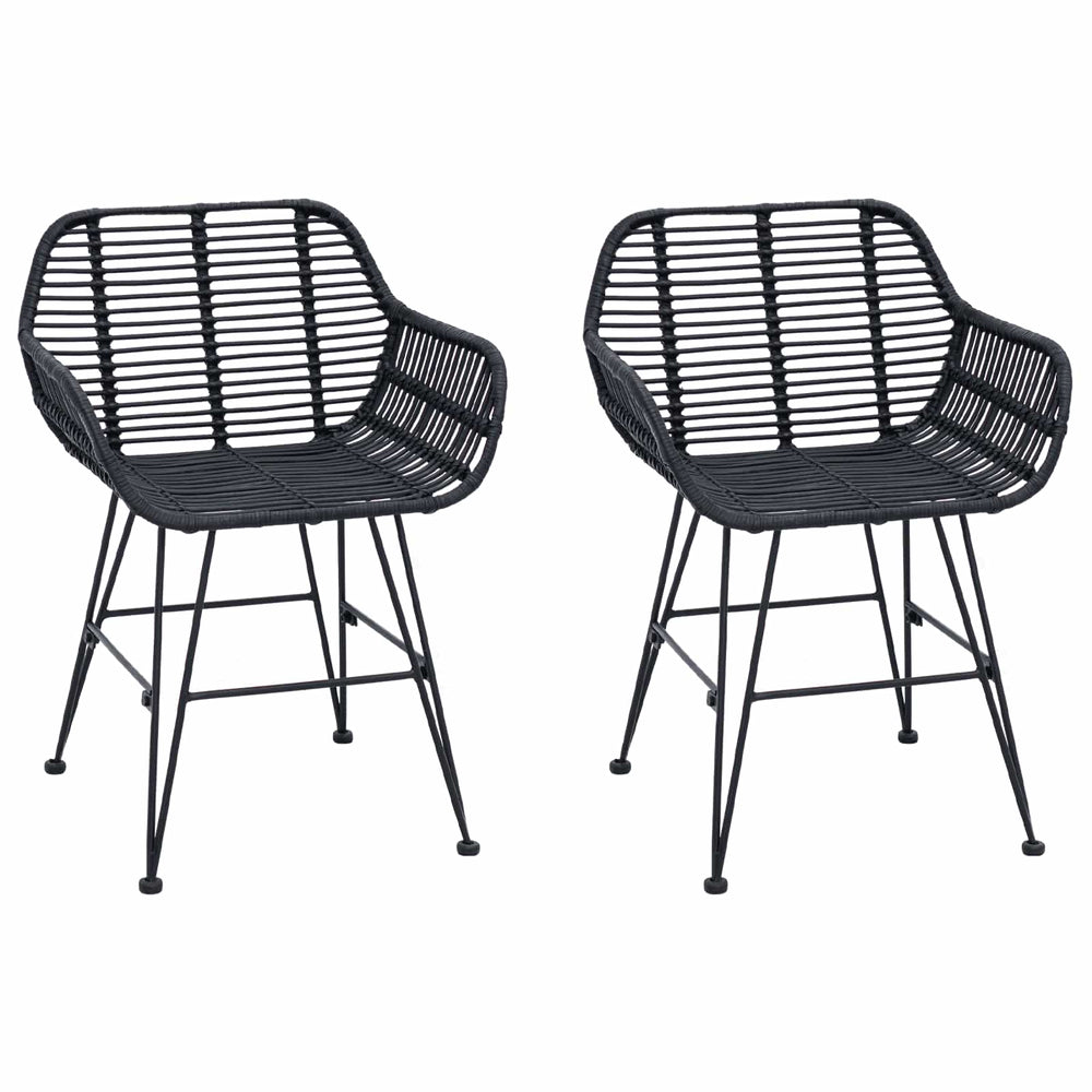 Esszimmerstühle 2er Set Schwarz Rattan