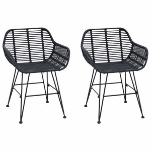 Esszimmerstühle 2er Set Schwarz Rattan